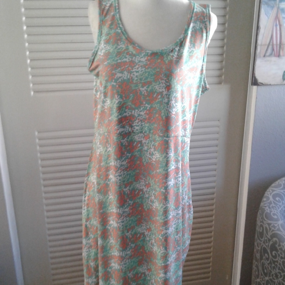 Columbia Teal and Coral Patterned Top
